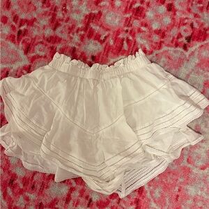 Aerie Elegant White Ruffled Shorts